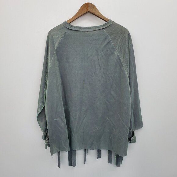 TOV Los Angeles Metallic Tie-Hem Top Size 38 NWT Shiny Iridescent Glam Grunge - Picture 4 of 15